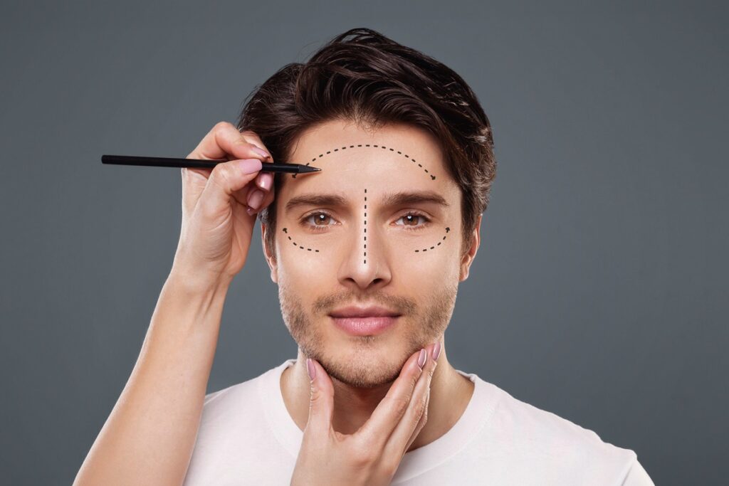 Profesjonalne określenie kształtu twarzy u młodego mężczyzny